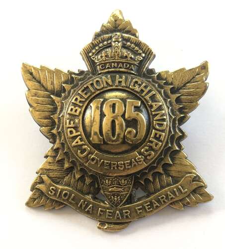 Canadian 185th Bn. Cape Breton Highlanders CEF WW1 glengarry badge