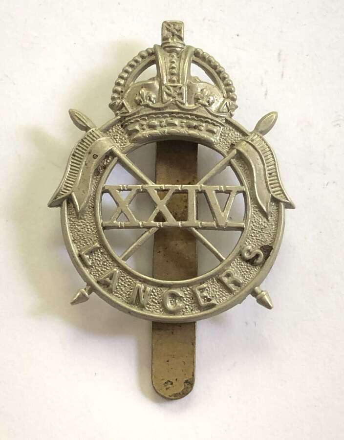 24th Lancers WW2 war raised cavalry cap badge by Firmin, London