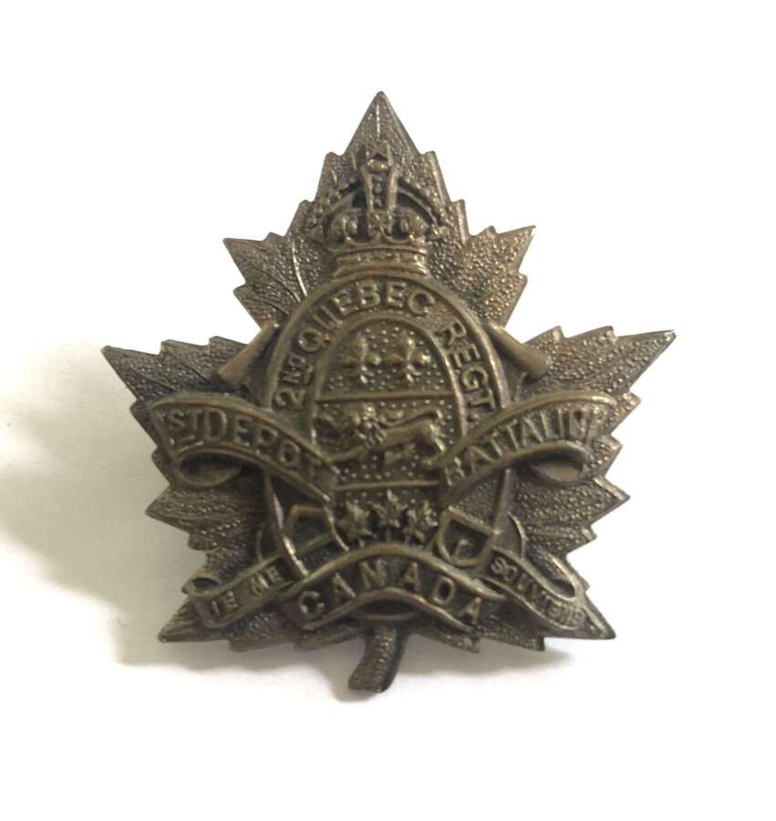 Canada. Canada. 2nd Quebec Regiment, 2nd Depot Bn. CEF WW1 cap badge