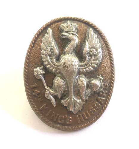 14th King's Hussars bi-metal oval cap badge c. 1896-1915