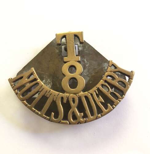T / 8 / NOTTS & DERBY (Newark) WW1 brass shoulder title