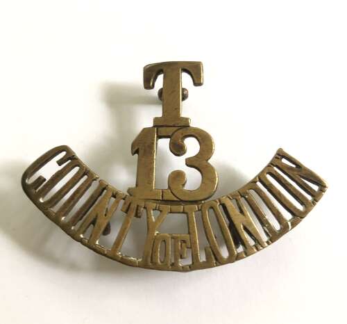 T / 13 / COUNTY OF LONDON (Kensington) WW1 brass shoulder title