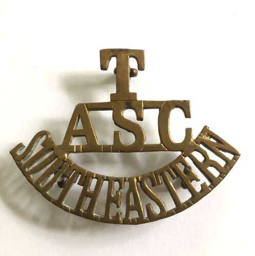 T / ASC / SOUTH EASTERN (Tisbury) WW1 brass Army Service Corps shoulder title.