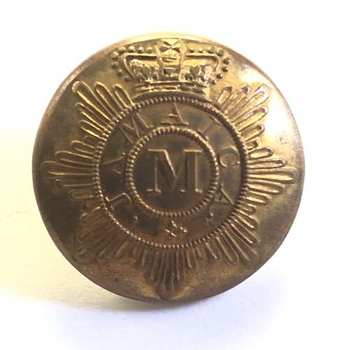 Jamaica Militia Georgian/Victorian Officer’s closed-back gilt coatee button
