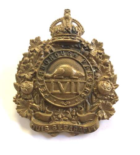 57th Bn Infantry (Peterborough Rangers) Canadian cap badge c.1904-20 by Hicks, London